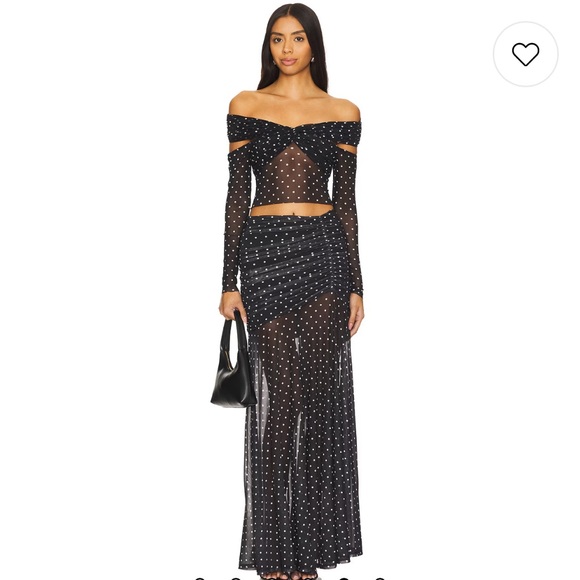 AFRM x REVOLVE Wilson Top & Leroy Skirt Sheer Polka Dot Set M/L NWT $225 - Picture 1 of 12